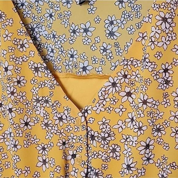 Lane Bryant yellow floral drawstring waist peplum babydoll blouse plus sz‎ 18 2X - Picture 7 of 9